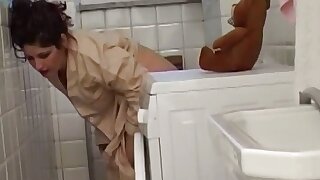 Erotic housewife masturbates in a catch shower as A she is astonished and invited into wild lovemaking with a big dick to stick