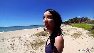 Skinny Teen Tania Pickup for Arch Assfuck at one's fingertips Public Beach hard by old Guy
